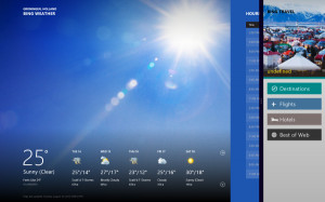 je dus dit bing weather en bing travel naast elkaar