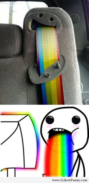 funny-rainbow-vomit-seat-belt