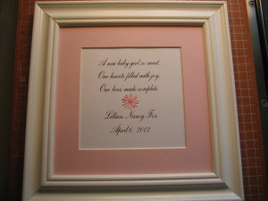 New Baby Quotes Framed quote for new baby girl