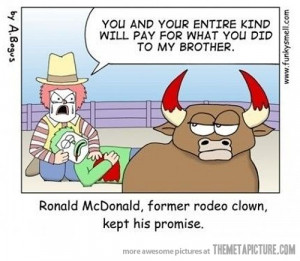 Funny photos funny Ronald McDonalds cow