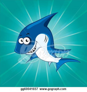 Stock Illustration - Funny shark on the blue background. Clipart ...