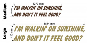 Walking On Sunshine (Katrina and the Waves) Lyric size chart