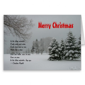 Merry Christmas-Winter Snowy Landscape/with Quote Greeting Cards