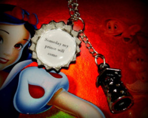Someday my prince will come' mini bottle cap charm quote Necklace