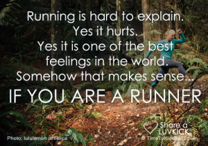 Running is hard to explain. Yes it hurts. Yes it is one of the best ...