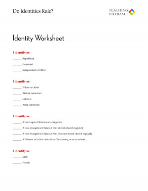 Self Identity Worksheet