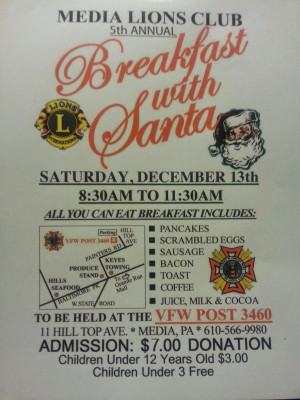 ... Lions Club Breakfast with Santa - Saturday, December 13th 8:30am to 11