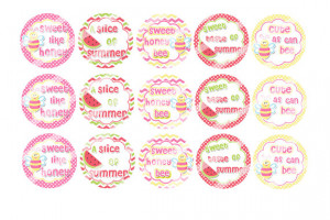 Girly Sayings Summer Time Bees and Watermelons 1 inch Bottle Cap ...