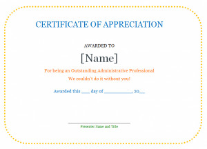 Way of presenting certificate of appreciation: