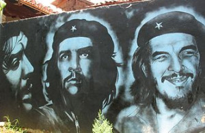 mural of Che Guevara faces in Granada, Nicaragua .