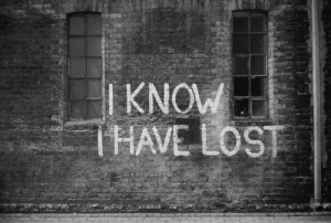 black and white, brick, know, lost, sad, text, wall, writing, yeah i ...