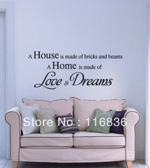 ... home is made of love and dreams quote wall decal vinyl decal home room