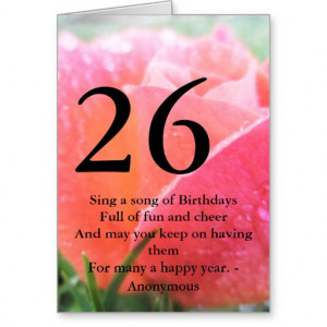 Orange 26th Age Birthday Quote Birthday Card Greeting Card