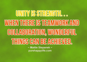 Business Quote: Unity is strength. . . when there is teamwork and…