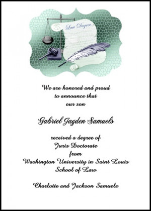 Feather & Diploma Law School Graduation Announcements Invitations ...