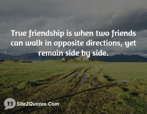 True friendship is when two friends can walk in opposite directions ...