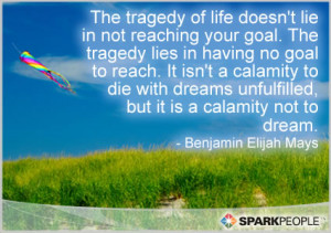 Motivational Quote - The tragedy of life doesn’t lie in not reaching ...