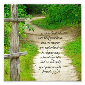 Wood Path Proverbs 3:5-6 Bible Verse Photo Print
