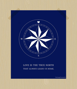 Compass Print True North Love Quote Printable Digital Print 8 x 10 ...
