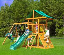 The proud father brought home a backyard swing set for his children ...