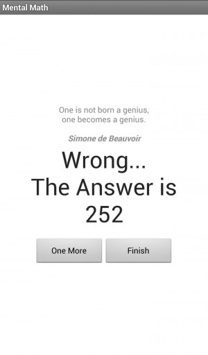 ... Flash Calc,” an encouraging quote and the correct answer appear