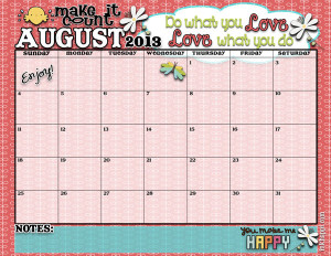 August 2013 FREE PRINTABLE Calendar! At inkhappi.com
