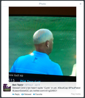 Professional golfer Stewart Cink's crazy head tan line