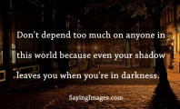 ... Quote About Dont Depend Too Much On Anyone Even Your Shadow Leaves You