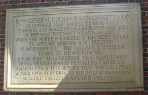 Tablets outside Harvard Yard's Johnston Gate