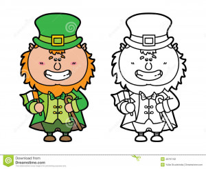 Vector illustration coloring page of happy cartoon Leprechaun which is ...