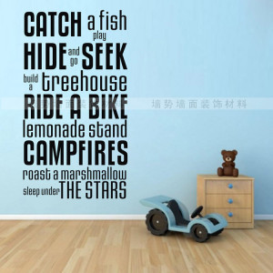 Catch a Fish Quote wall sticker Kids Happy Life Vinyl Stickers baby ...