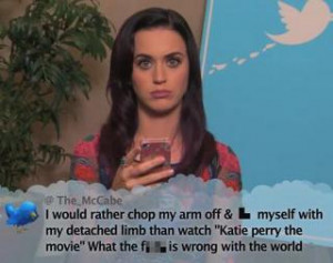 Katy Perry reading twitter comments about her