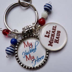 My Husband my hero keychain patriotic red white blue military corps ...