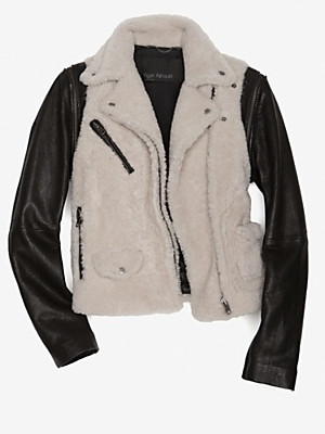 Yigal Azrouel Detachable Leather Sleeve Shearling Jacket Profile Photo
