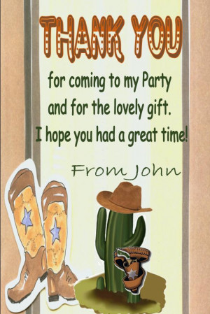 Personalised Wild West / Cowboy Theme Thank You Cards