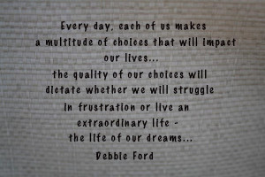 Quality of Choices quote by Debbie Ford