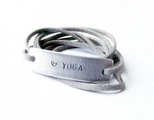 Yoga Gray soft suede tie wrap quote bracelet sport by OhMyMetals, $15 ...
