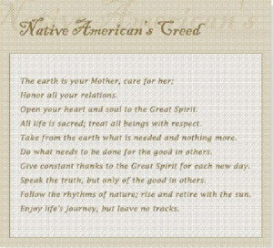 Native American creed: