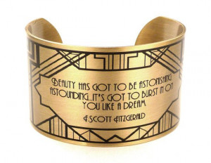 ... Fitzgerald Art Deco Brass Cuff with Quote by accessoreads, $40.00