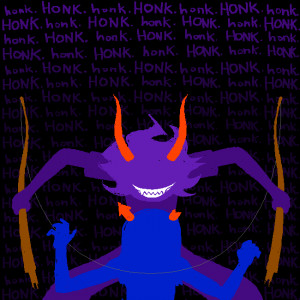 Gamzee gets ready to kill Equius with a bow he just broke.