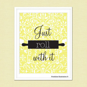 Kitchen Wall Art Funny Kitchen Art Quote Just Roll by Freshline, $18 ...