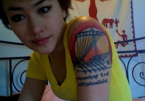 Greek Dawn Tattoo On Left Shoulder