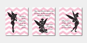 Disney Set of 3 Fairy Quotes - TInkerbell Silhouettes - Nursery or ...