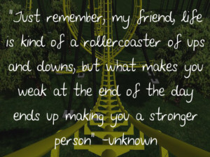 remember, my friend, life is kind of a roller coaster of ups and downs ...