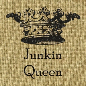 Junkin Queen Crown Burlap Feedsack Fabric Large Image Transfer Instant ...