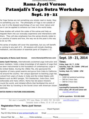 Patanjali Yoga Sutra Workshop with Rama Jyoti Vernon September 19th ...