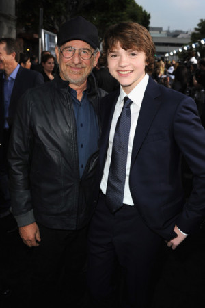 Steven Spielberg Producer Steven Spielberg and actor Joel Courtney ...