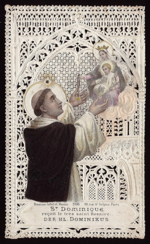 St. Dominic receives the Holy Rosary