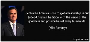 Central to America's rise to global leadership is our Judeo-Christian ...