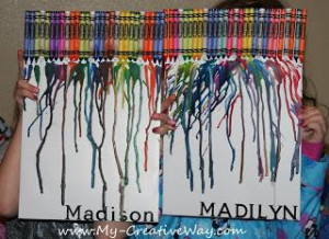 DIY Tutorial DIY: Melted Crayon Art with Kids Names